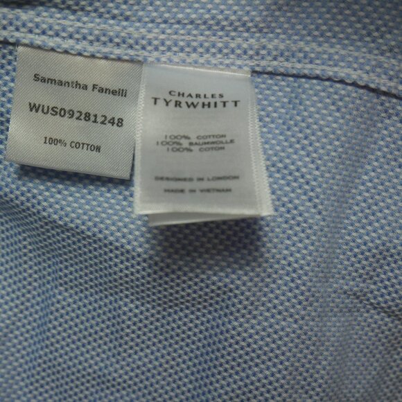 Charles Tyrwhitt Custom Light Blue Dress Shirt with Floral Trim Details - Picture 13 of 14